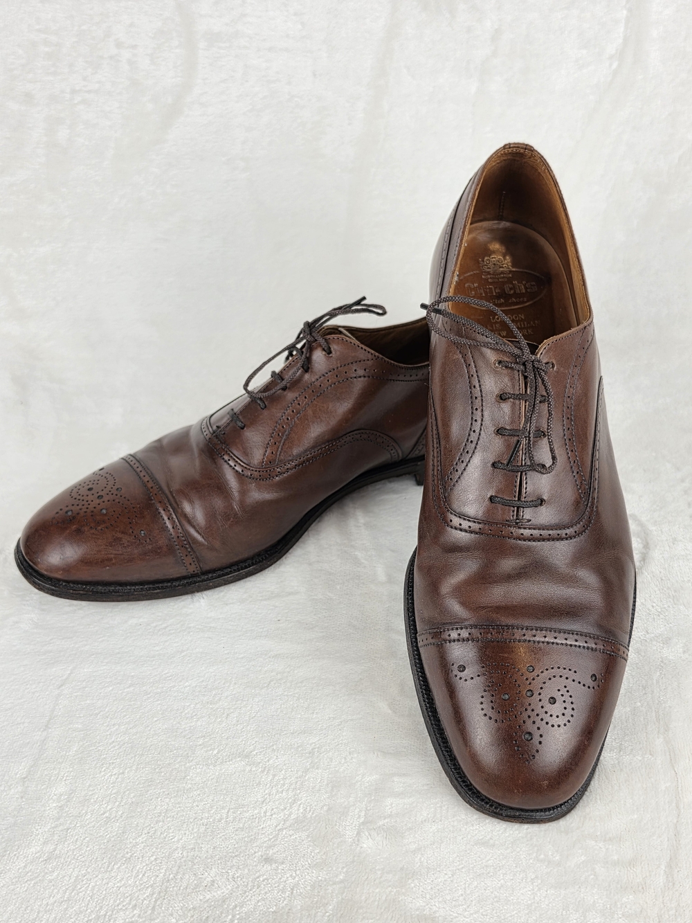 Church's Custom Grade Cap Toe Brogue Oxford UK 9.5G US 10.5W Brown Made England